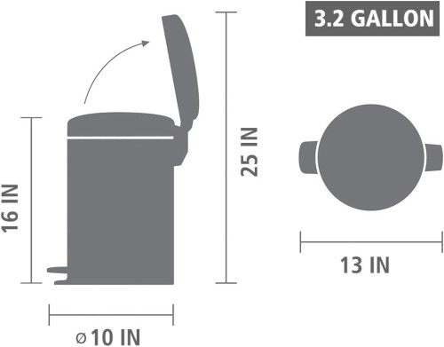 Brabantia Newicon Pedal bin, 12 litre, plastic bucket - White