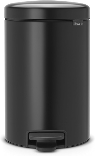 Brabantia Newicon Pedal bin, 12 litre, plastic bucket - Matt Black