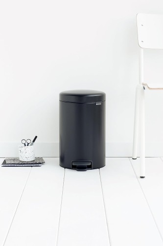 Brabantia Newicon Pedal bin, 12 litre, plastic bucket - Matt Black