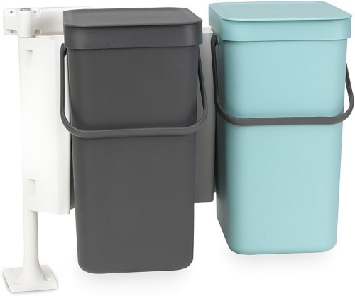 Brabantia Sort & Go built in bin, 2x12 litre - Mint & Grey