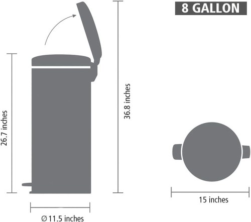 Brabantia Newicon Pedal bin, 30 litre, plastic bucket - White