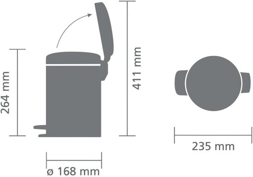 Brabantia Newicon Pedal bin, 3 litre, plastic bucket - White