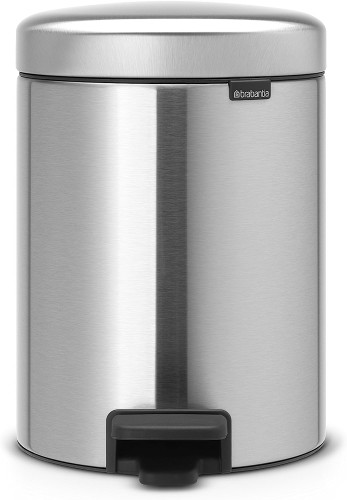 Brabantia Newicon Pedal bin, 5 litre, plastic bucket - Matt Steel