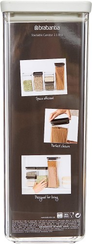 Brabantia Tasty+ Stackable square canister - 2.5 litre - Light Grey