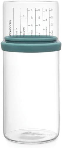 Brabantia Glass storage jar with measuring cup, 1 litre - Mint