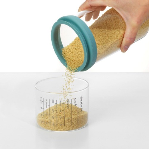 Brabantia Glass storage jar with measuring cup, 1 litre - Mint