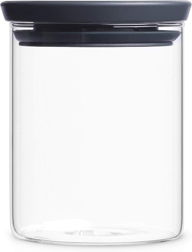 Brabantia Stackable glass jar - 0.6 litre - Dark Grey