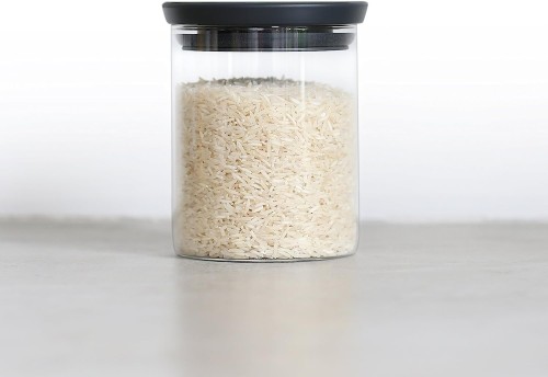 Brabantia Stackable glass jar - 0.6 litre - Dark Grey