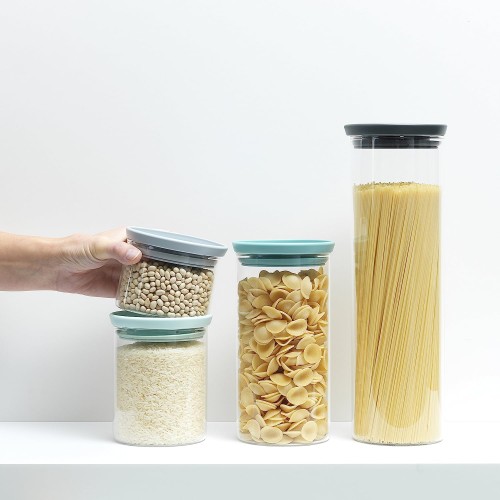 Brabantia Stackable glass jar - 0.6 litre - Dark Grey