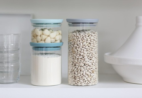 Brabantia Stackable glass jar - 1.1 litre - Dark Grey