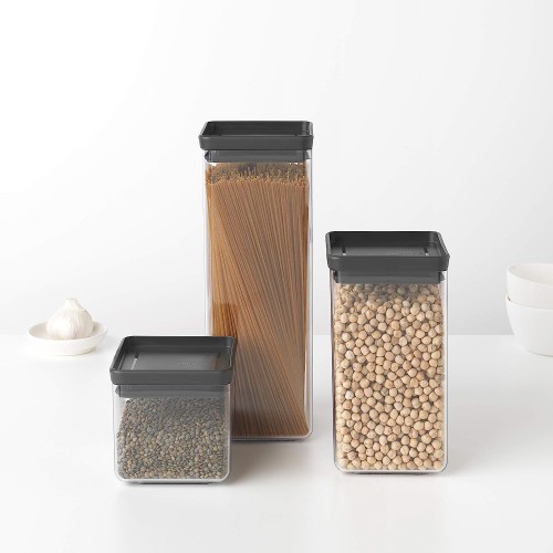 Brabantia Tasty Stackable square canister - 2.5 litre - Dark Grey
