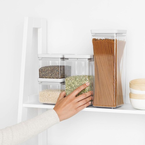 Brabantia Set of 4 Tasty Stackable square canisters - 2 x 0.7 litre and 2 x 1.6
