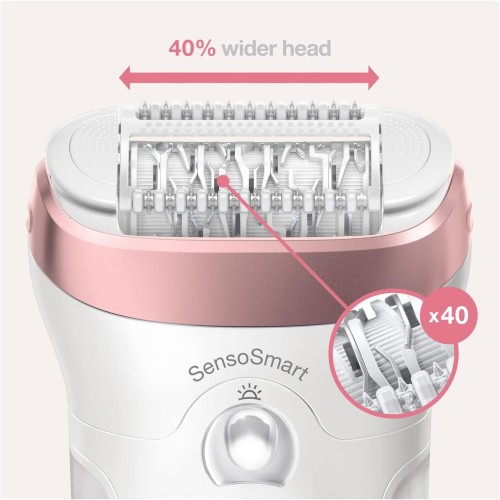 Braun Silk-épil 9 Skin Spa SensoSmart Epilator, Smartlight, 2 speed settings