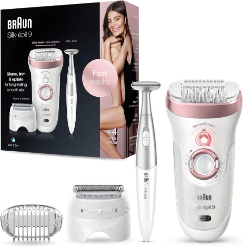 Braun Silk-épil 9 SensoSmart, 2 speed settings, Wet & Dry epilator, Smartlight,