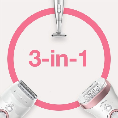 Braun Silk-épil 9 SensoSmart, 2 speed settings, Wet & Dry epilator, Smartlight,