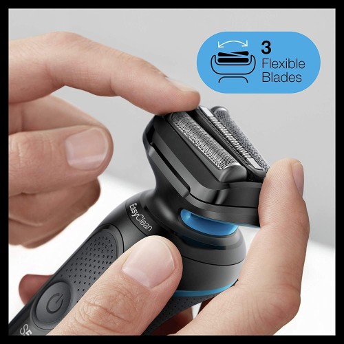 Braun Shaver Series 5, 3 Flexible Blades, EasyClean system, Li-Ion Battery