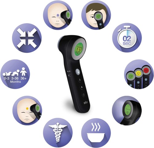 Braun Healthcare Braun BNT400B 3 in 1 No Touch + Touch Thermometer, Black