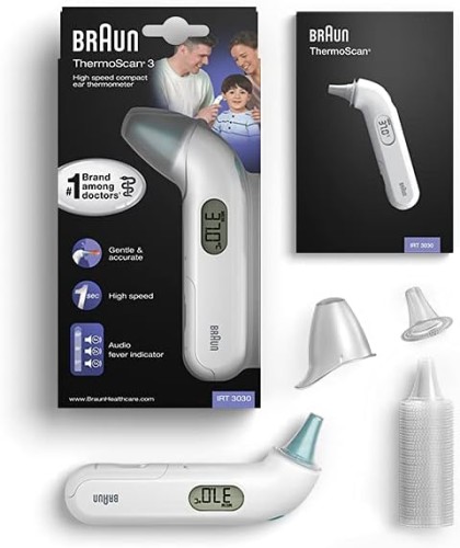 Braun THERMOSCAN 3 Thermometer - Fast gentle easy to use, 1 second reading