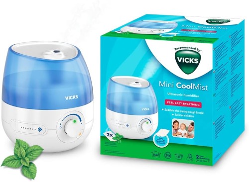 Vicks Mini Cool Mist UltraSonic Humidifier, Visible cool mist for Easy Breathing