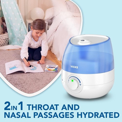 Vicks Mini Cool Mist UltraSonic Humidifier, Visible cool mist for Easy Breathing