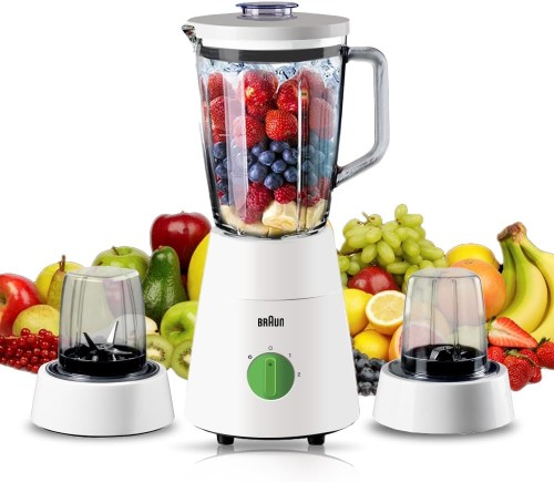 Braun PowerBlend 1 Jug Blender 500W, Glass, 1.5 L capacity, 2 speeds + ice crush