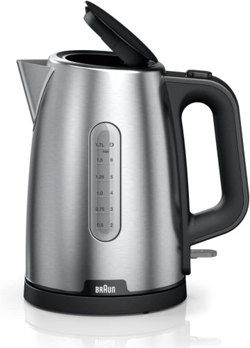 Braun Stainless Steel water kettle, 2200 Watts, 1.7L capacity, 4-way protection