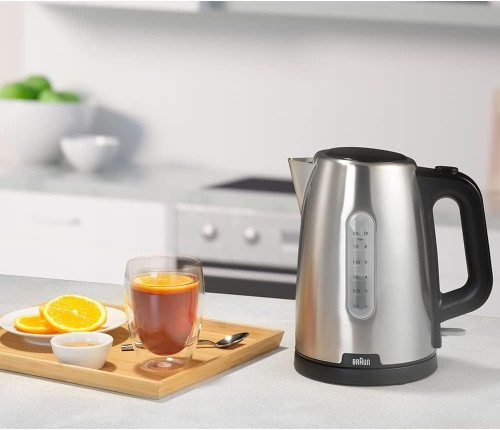 Braun Stainless Steel water kettle, 2200 Watts, 1.7L capacity, 4-way protection
