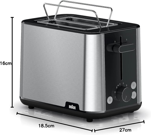 Braun PurShine Toaster, 900 Watts, 8 browning settings, auto shut-off, BPA free
