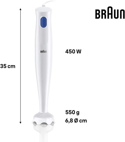 Braun Hand Blender 450 W, 1 speed, Light weight, BPA free dishwasher safe