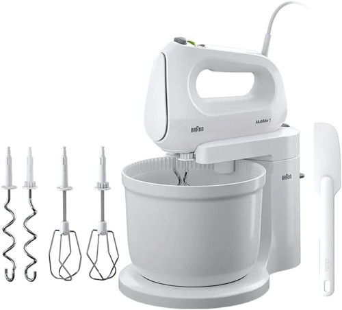 Braun Hand Mixer 2 in 1 Hand & Stand MultiMix, 450 Watts, 4. 3L Bowl, 4 speed