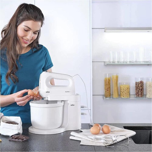 Braun Hand Mixer 2 in 1 Hand & Stand MultiMix, 450 Watts, 4. 3L Bowl, 4 speed