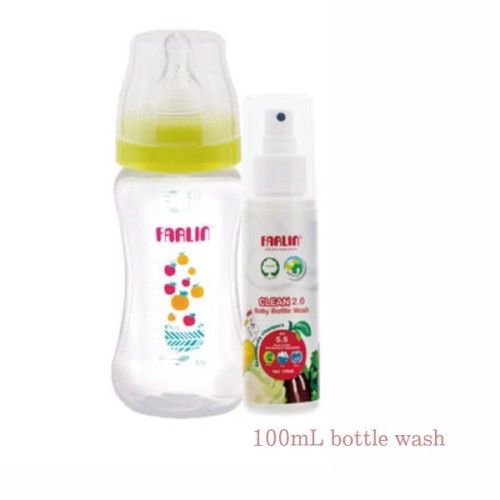 Farlin Feeding Bottle 270ml+Bottle Wash 100ml (1 set assorted)