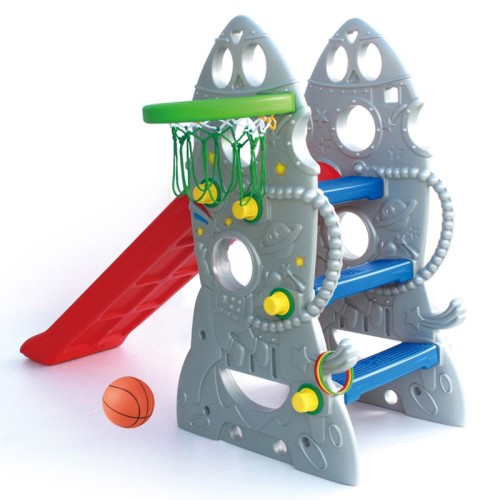 Ching Ching Rocket Slide with Basketball Ring (up to 40kgs) - Grey