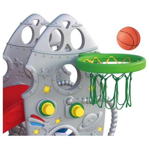 Ching Ching Rocket Slide with Basketball Ring (up to 40kgs) - Grey