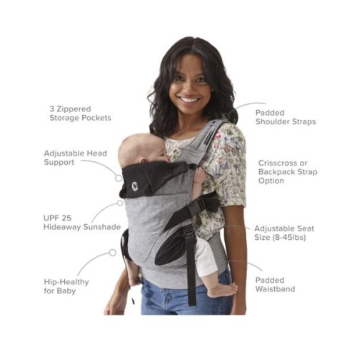 Contours Journey 5 Position Baby Carrier, Graphite