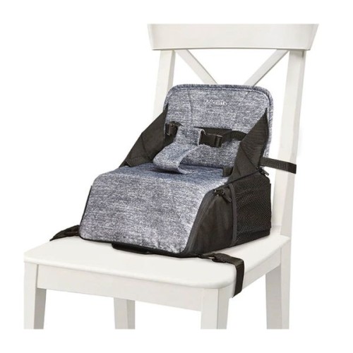 Kolcraft Travel Duo 2 in 1 Portable Booster Seat and Diaper Bag, Black/grey