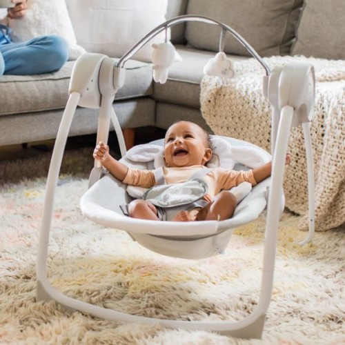 Ingenuity Comfort 2 Go Portable Swing Cuddle Lamb, Grey