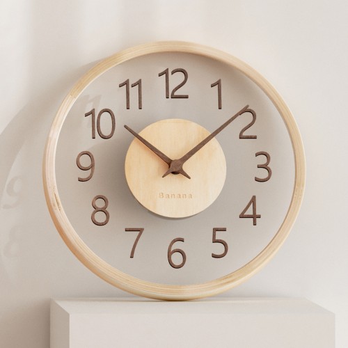 Banana 22cm Petite Glass Wooden Noiseless Wooden Wall Clock