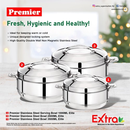 Premier Elite Serving Bowl Stainless Steel -2500 Ml