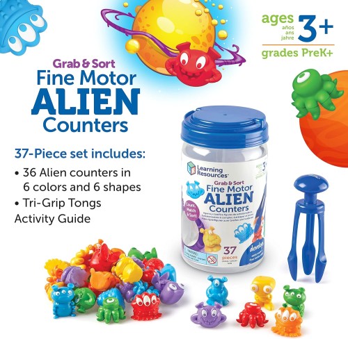 Learning Resources Grab & Sort Fine Motor Alien Counters