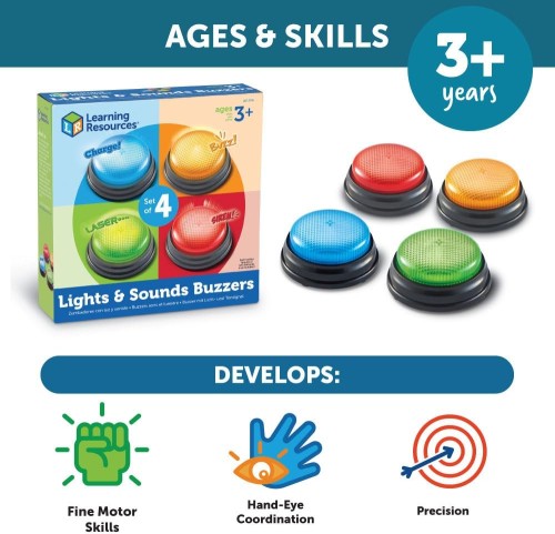 Learning Resources Lights And Sounds Buzzers (Set of 4)