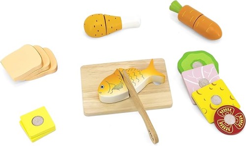 Viga Wooden Cutting Lunch Set, Multicolor