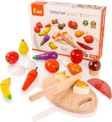 Viga Wooden Cutting Food Set, Multicolor