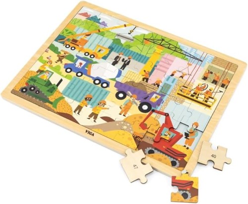 Viga Construction Area Wooden Puzzle 48-Piece