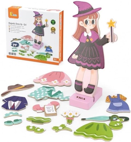 Viga Wooden Magnetic Girl Dress Up Toy