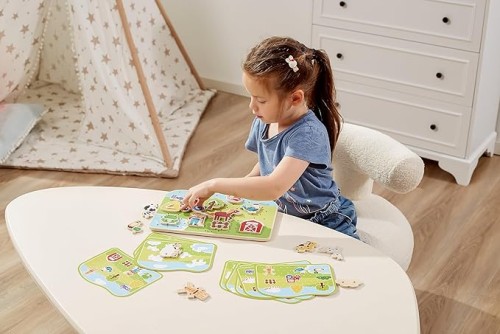 Viga Wooden Farm Lacing Game Set, , Multicolor