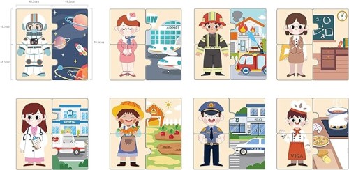 Viga Wooden Matching Profession Puzzle Set