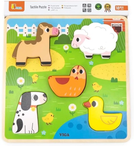 Viga Farm Tactile Puzzle, Multicolor
