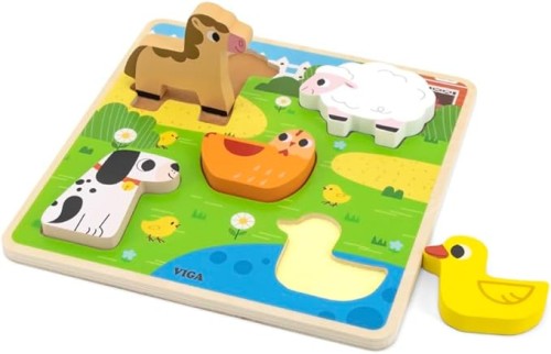 Viga Farm Tactile Puzzle, Multicolor
