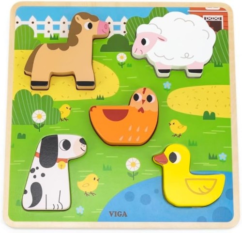 Viga Farm Tactile Puzzle, Multicolor